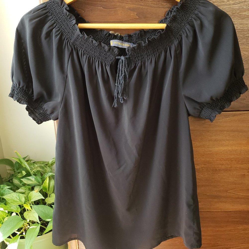 Sheer Black Peasant Blouse